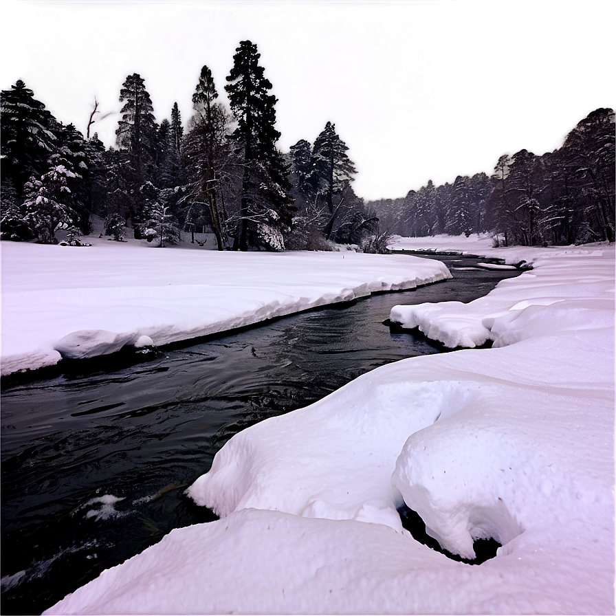 Snowfall Over River Png 06122024