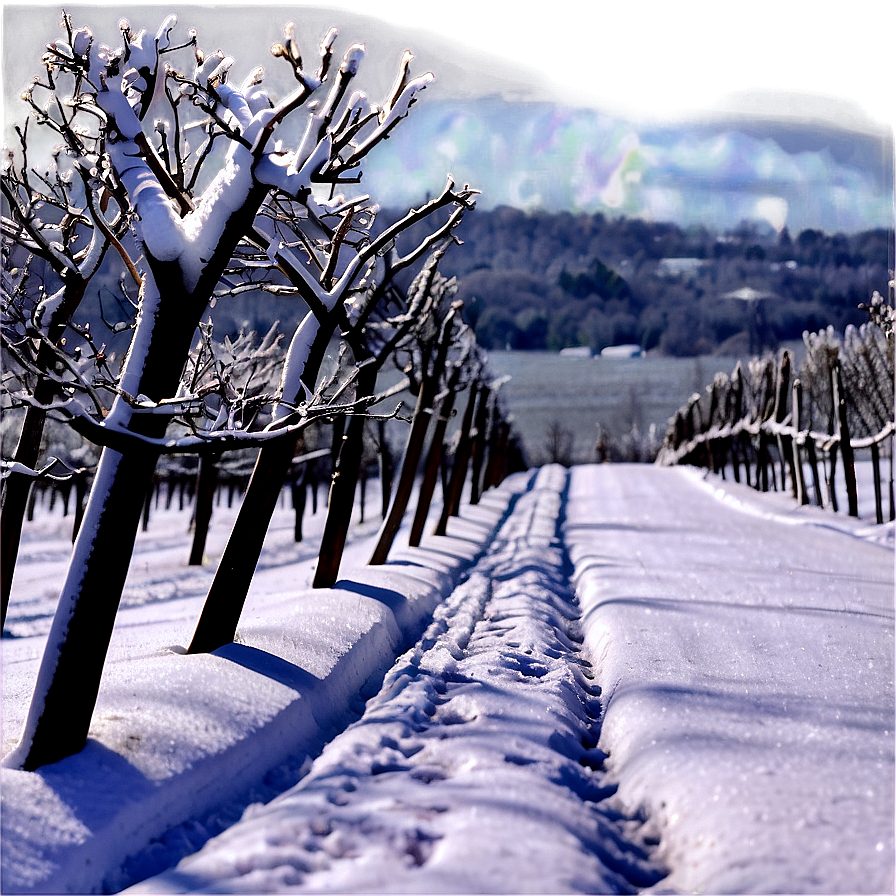 Snowfall Over Vineyard Png Bej