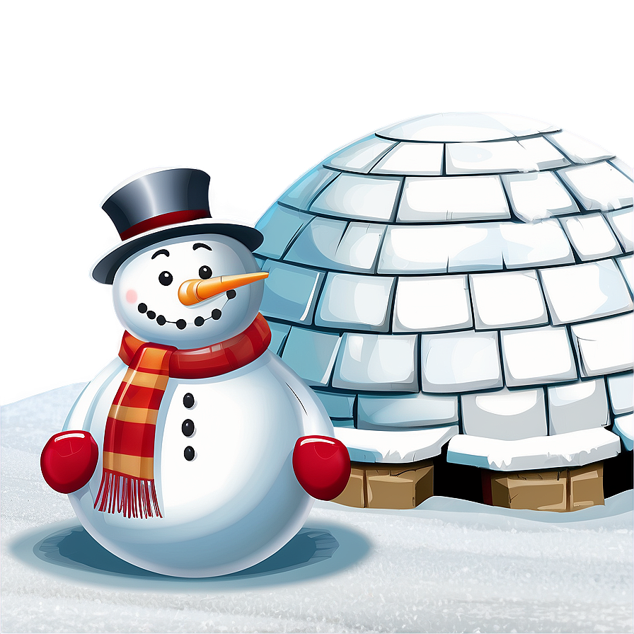 Snowman And Igloo Scene Png 61