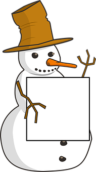 Snowman_ Holding_ Sign_ Illustration PNG with transparent background