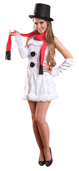 Snowman Inspired Fashion Costume PNG with transparent background