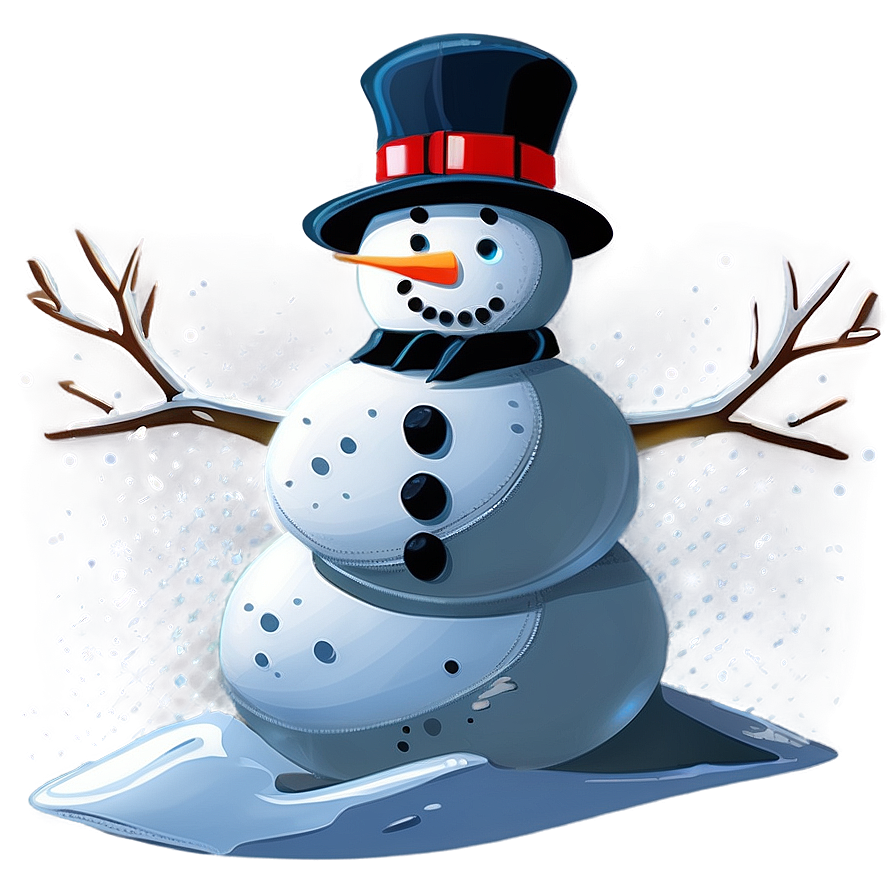 Snowman Under Snowfall Png Skh