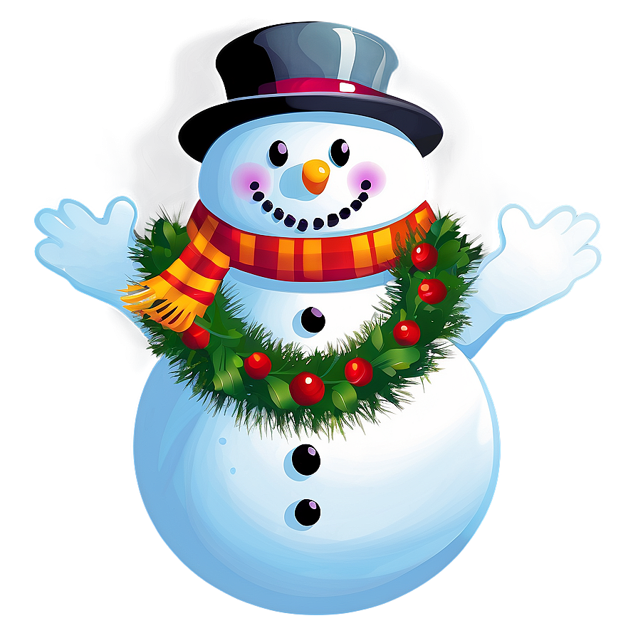 Snowman With Christmas Wreath Png 20