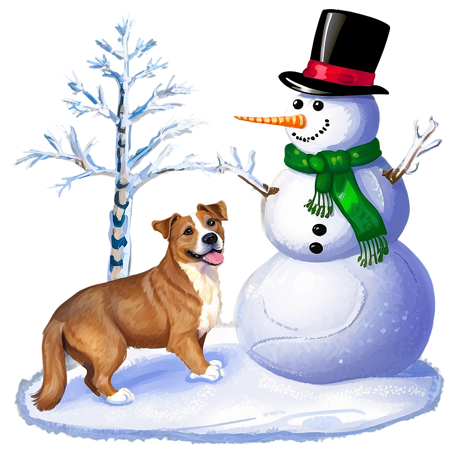 Snowman With Pets Png Num73