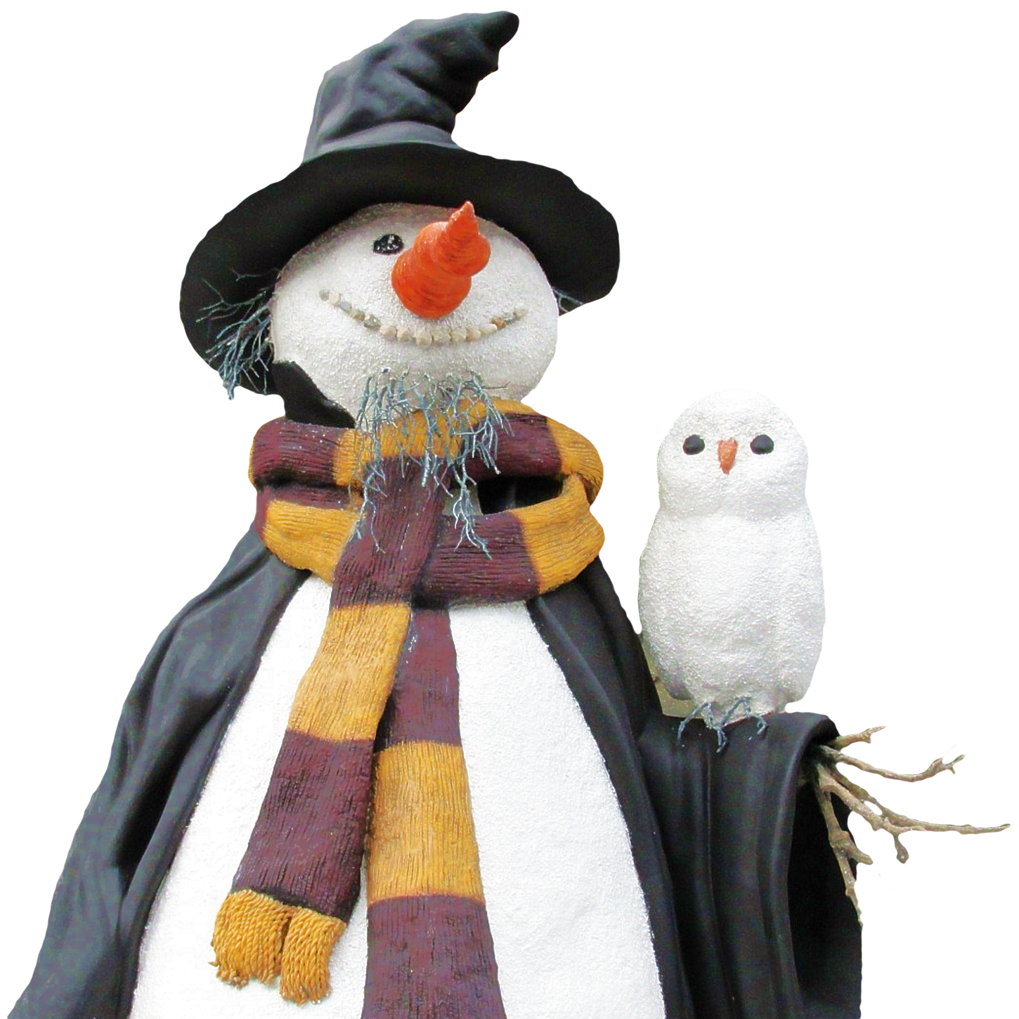 Snowman_with_ Owl_ Friend PNG with transparent background