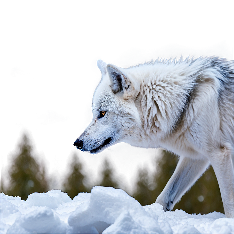 Snowy Alpha Wolf Scene Png 34