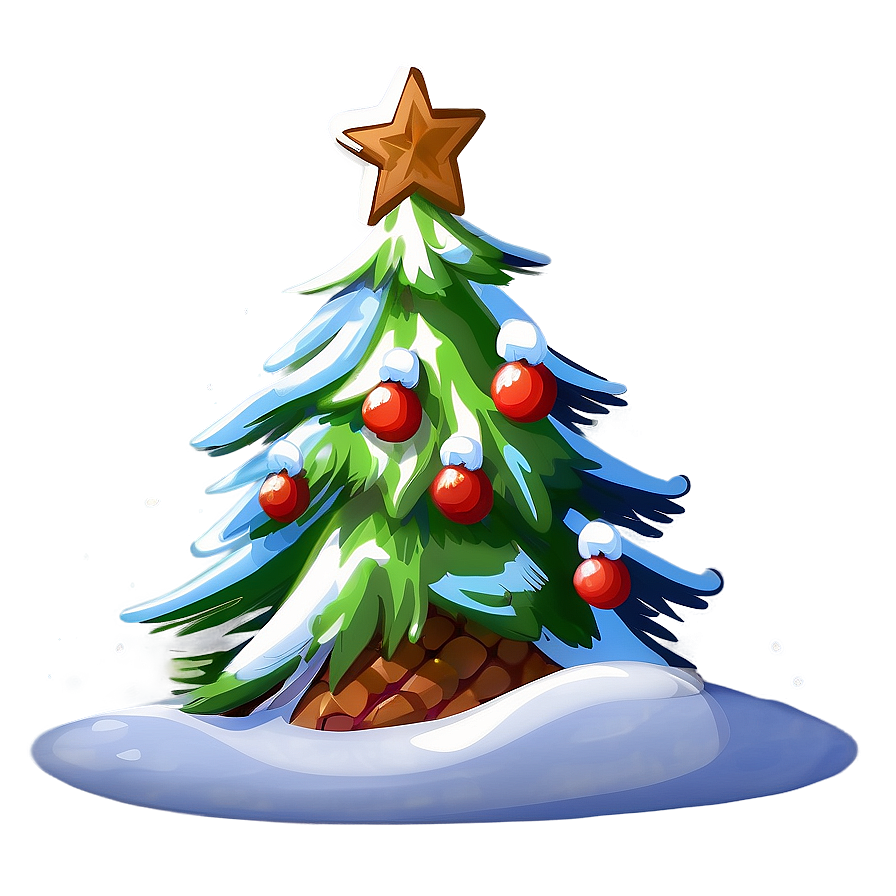 Snowy Cartoon Christmas Tree Png Iap