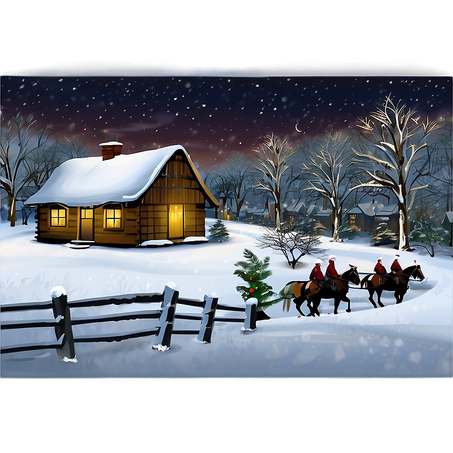 Snowy Christmas Eve Village PNG 1 PNG with transparent background