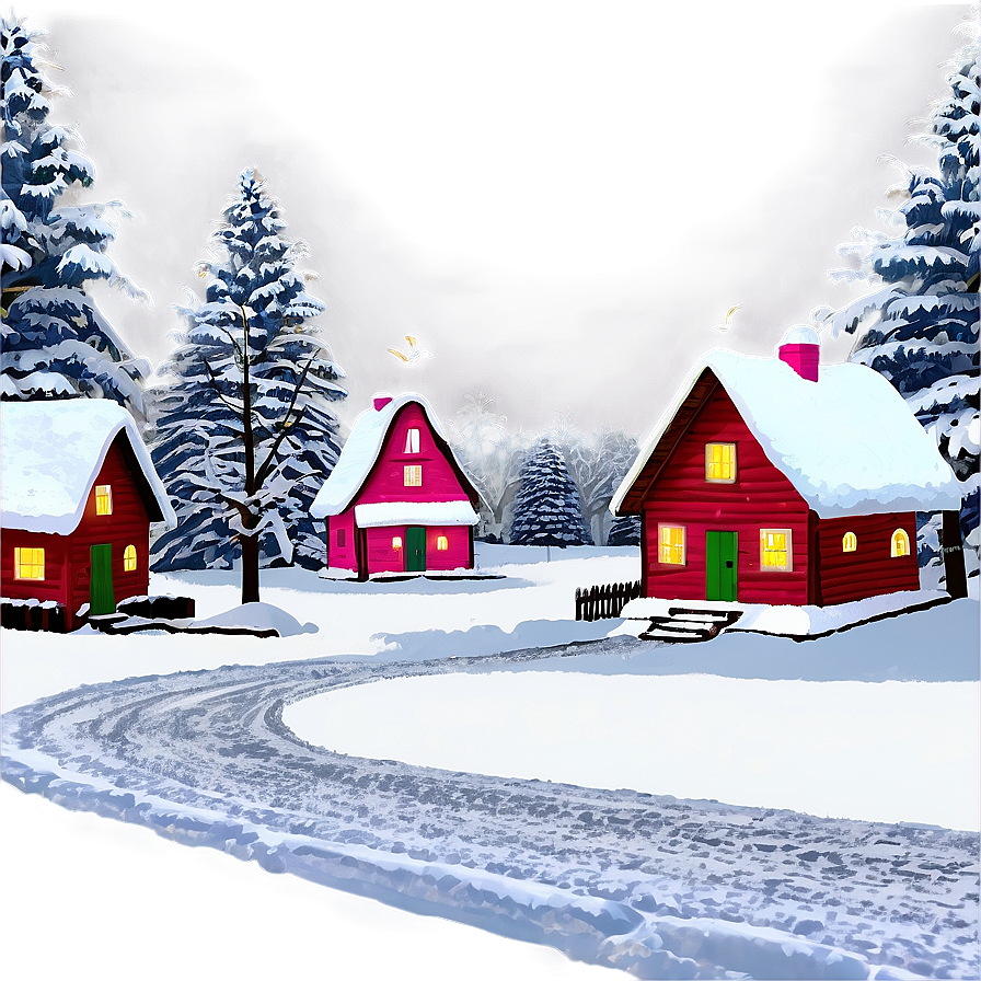 Snowy Christmas Eve Village PNG ovy91 PNG with transparent background