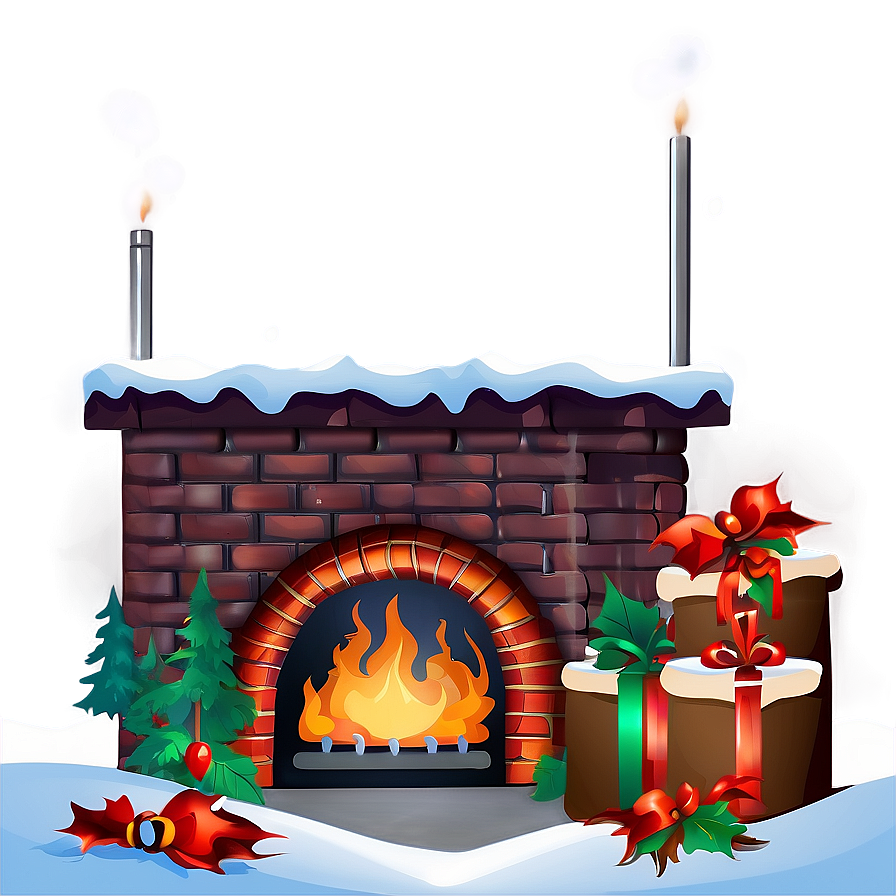 Snowy Christmas Fireplace Hearth Png 77