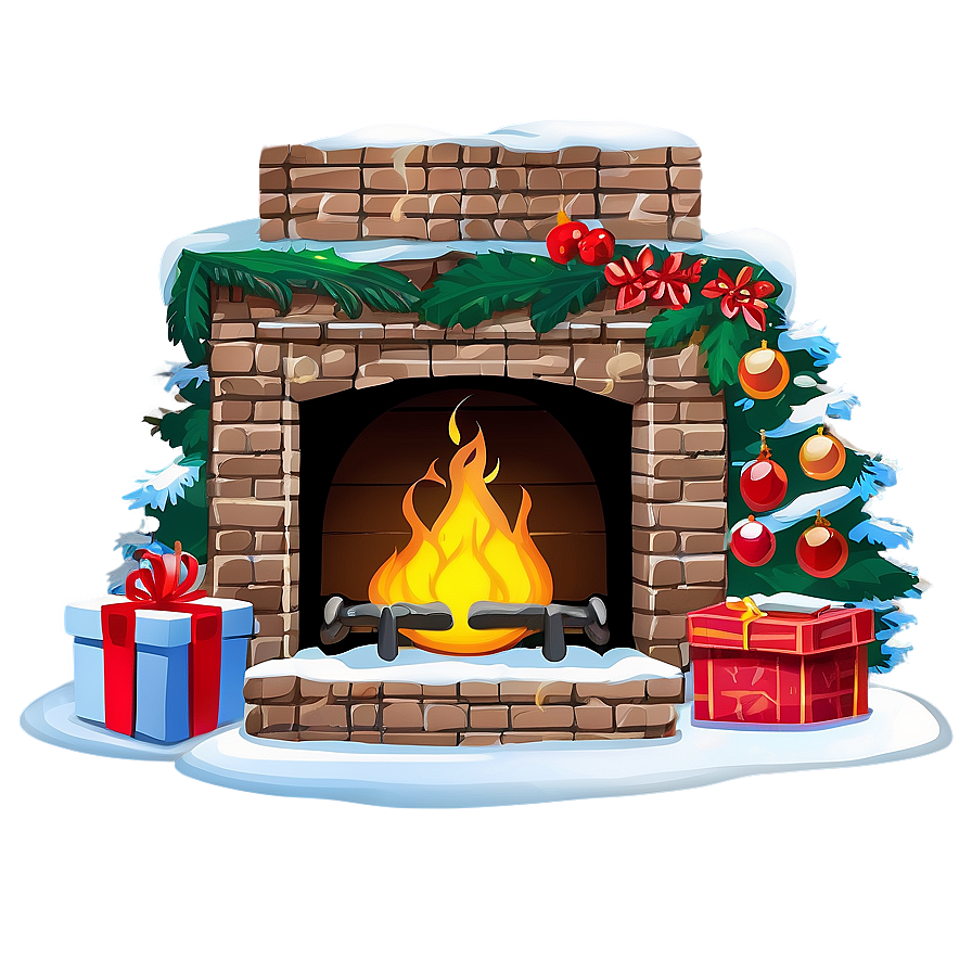 Snowy Christmas Fireplace Png 33