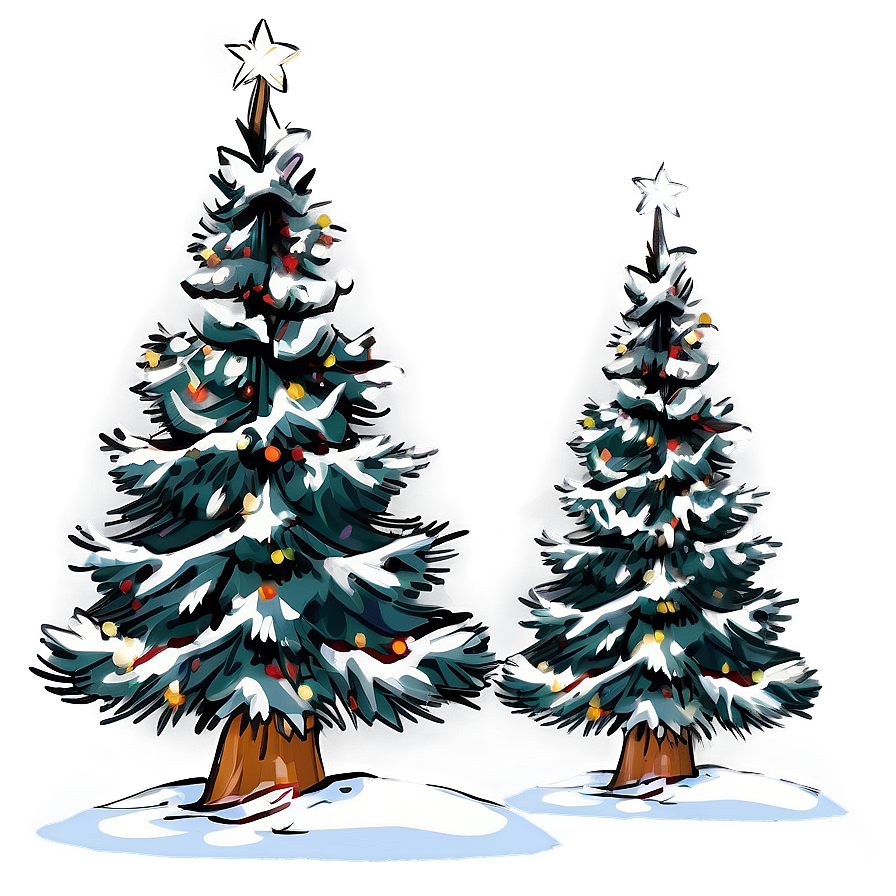 Snowy Christmas Trees Png Khw