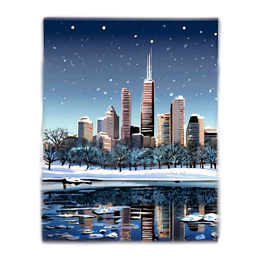 Snowy City Skyline PNG lxt26 PNG with transparent background
