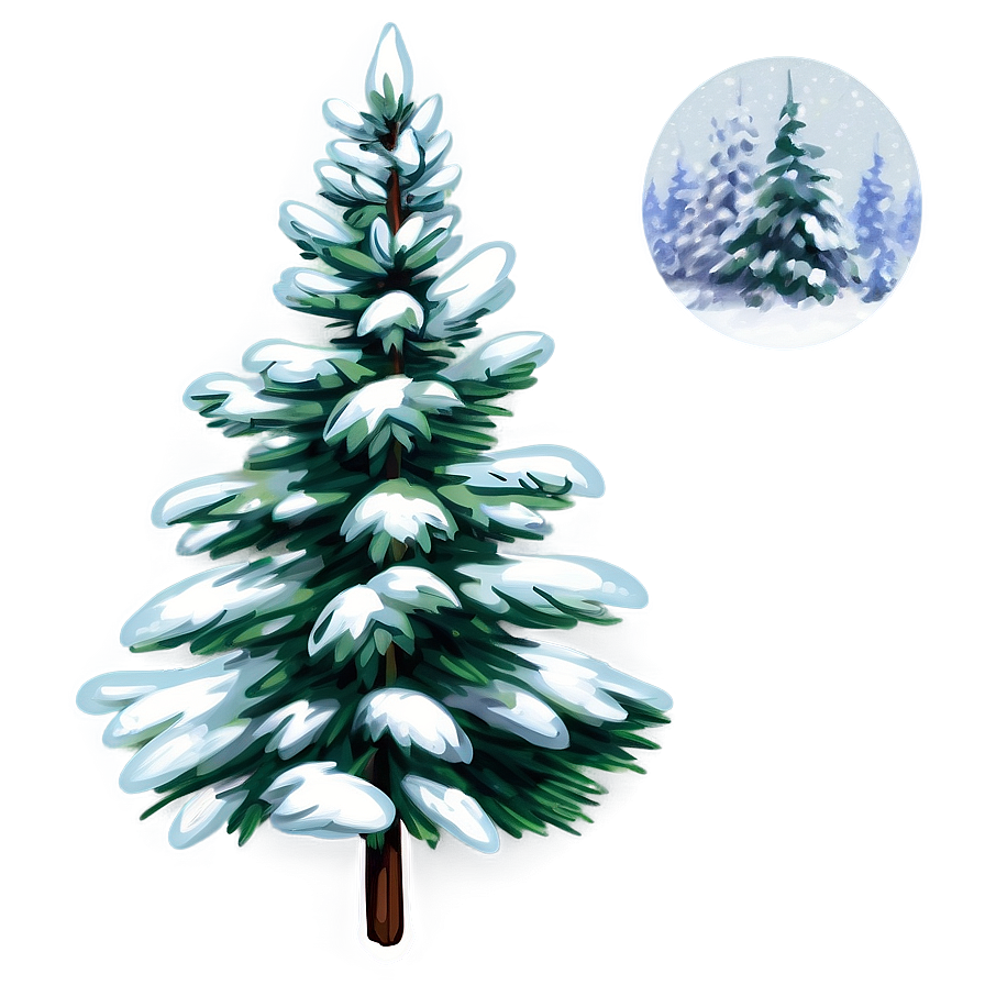 Snowy Evergreen Tree Png Lsb