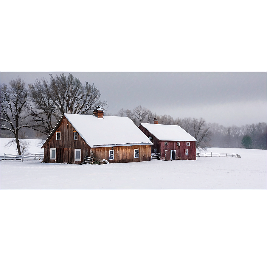 Snowy Farmhouse Morning Png 5