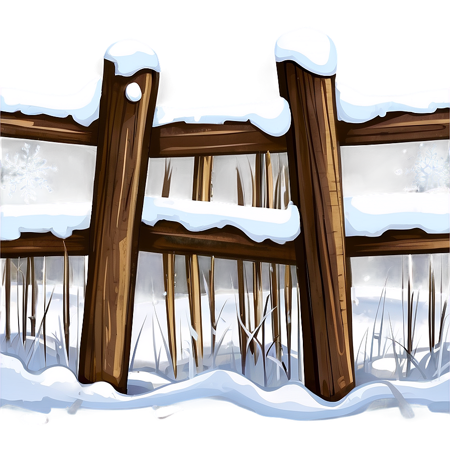 Snowy Fence Transparent Png 05252024