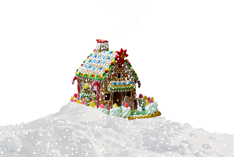 Snowy Gingerbread House Christmas Scene