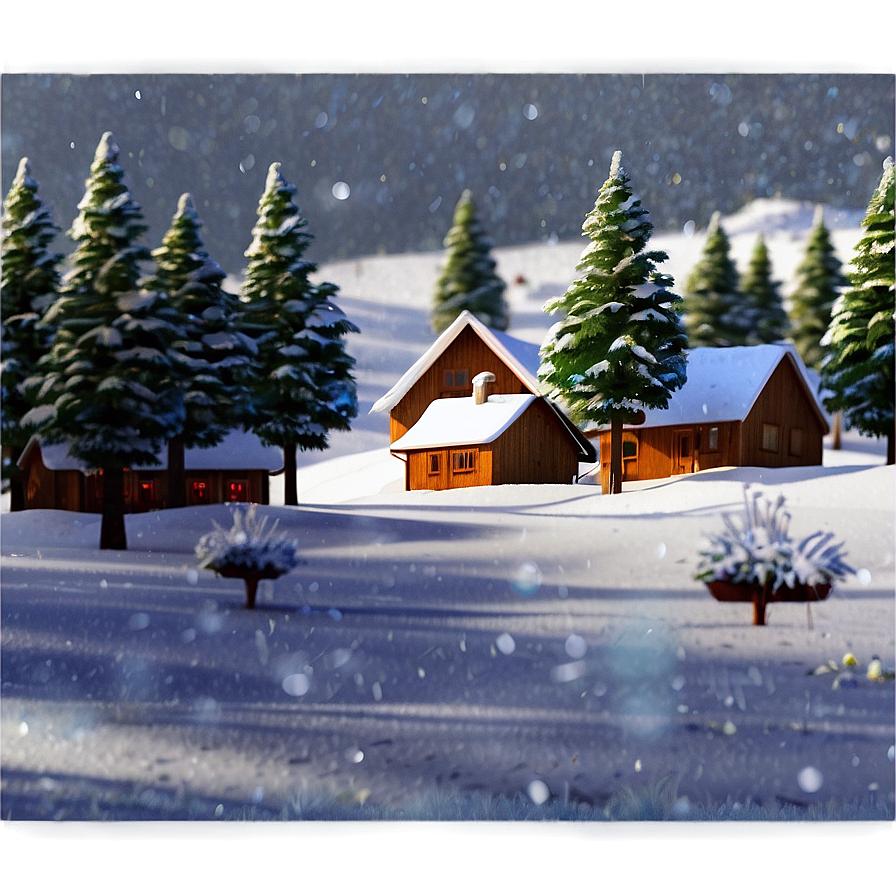 Snowy Happy Holidays Village Png Pqb