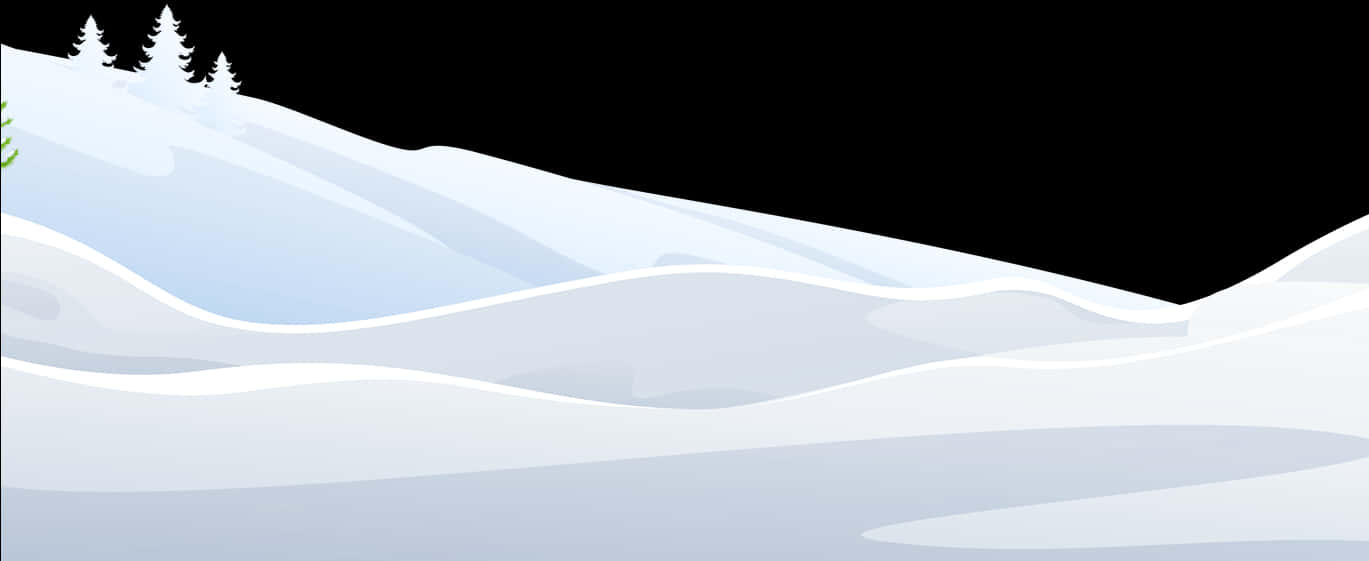Snowy Landscape Vector Illustration PNG with transparent background