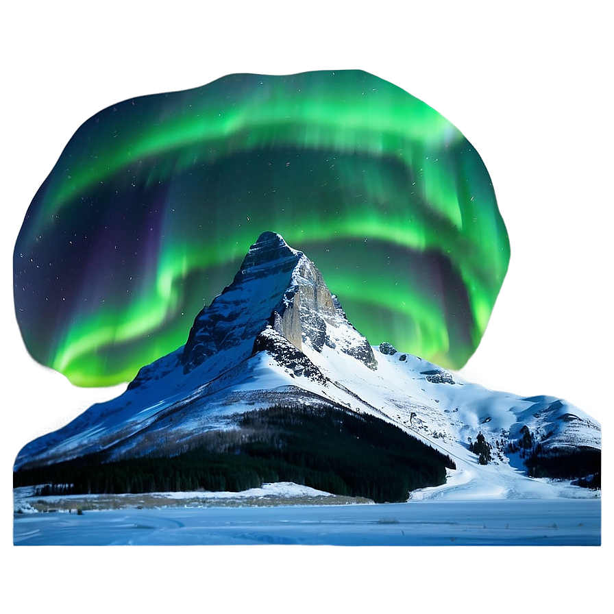 Snowy Mountain And Northern Lights Png 74