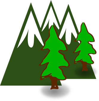 Snowy_ Mountain_ Peaks_with_ Pine_ Trees_ Vector PNG with transparent background