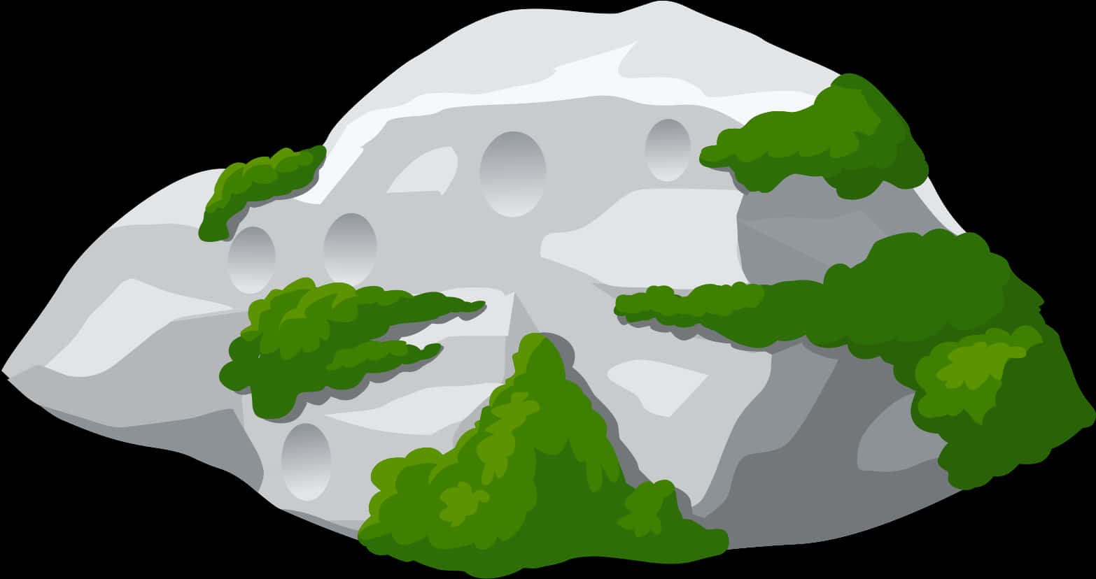Snowy Mountain Rock Vector Illustration PNG with transparent background