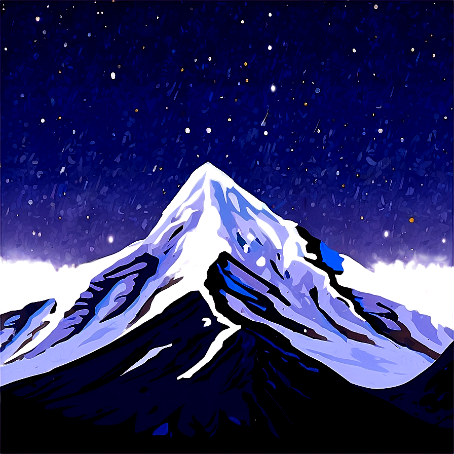 Snowy Mountain Under Stars Png Wby