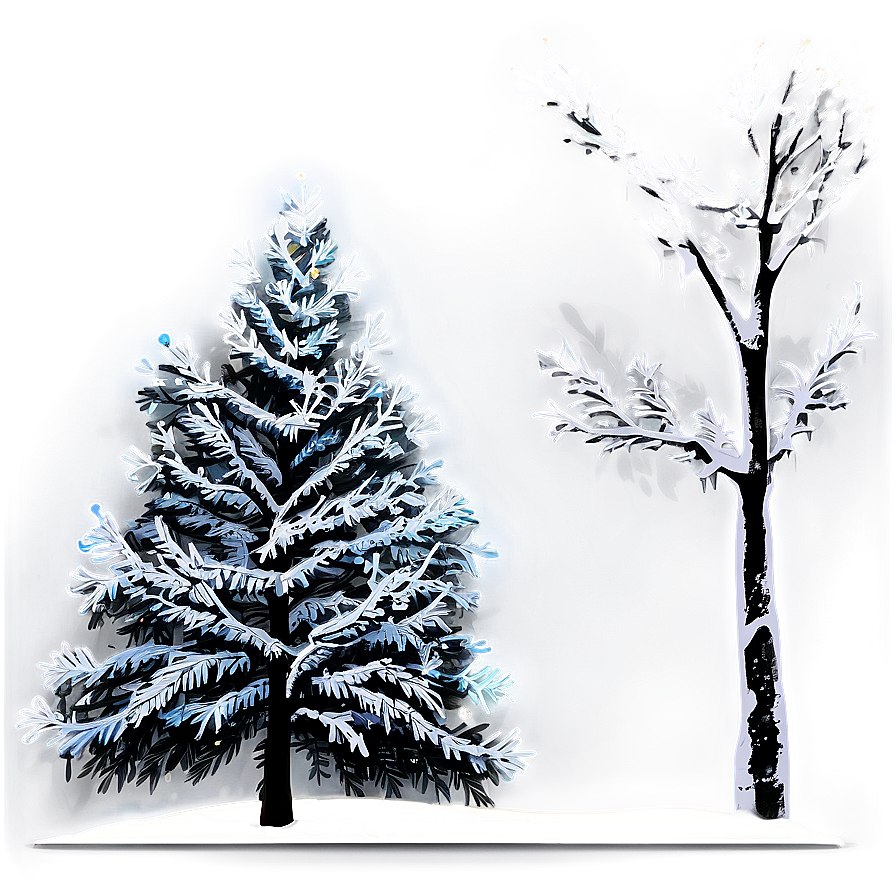 Snowy Night Trees Png Nio