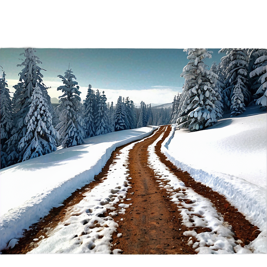 Snowy Path Through Winter Trees Png 23