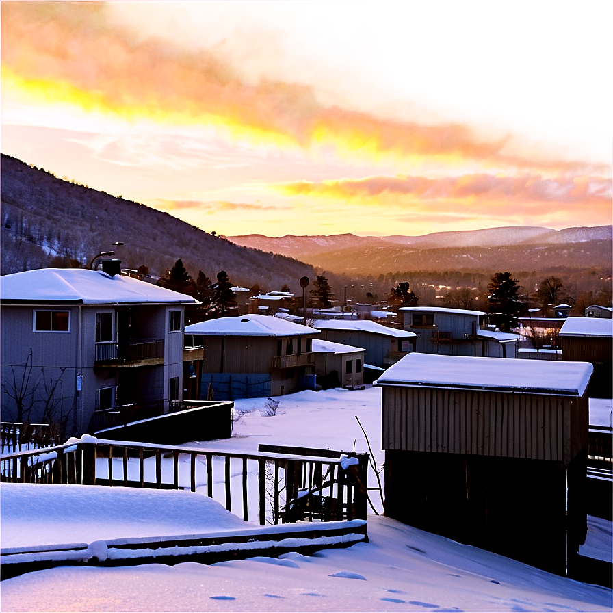 Snowy Rooftops At Sunrise Png 04292024