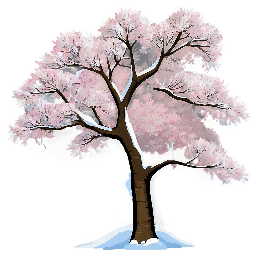 Snowy Sakura Tree In Winter Png Aos