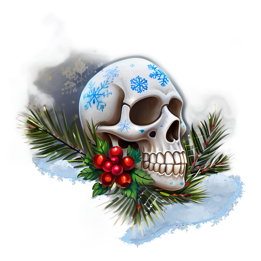 Snowy Skull Decoration Png A