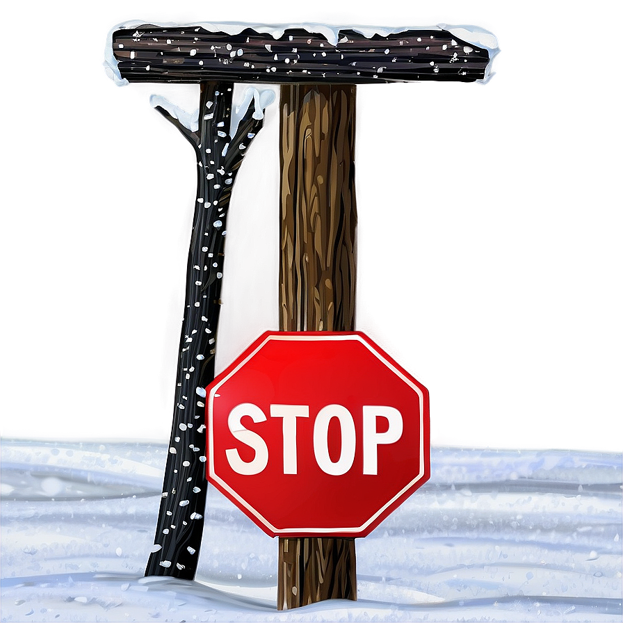 Snowy Stop Sign PNG gwq80 PNG with transparent background