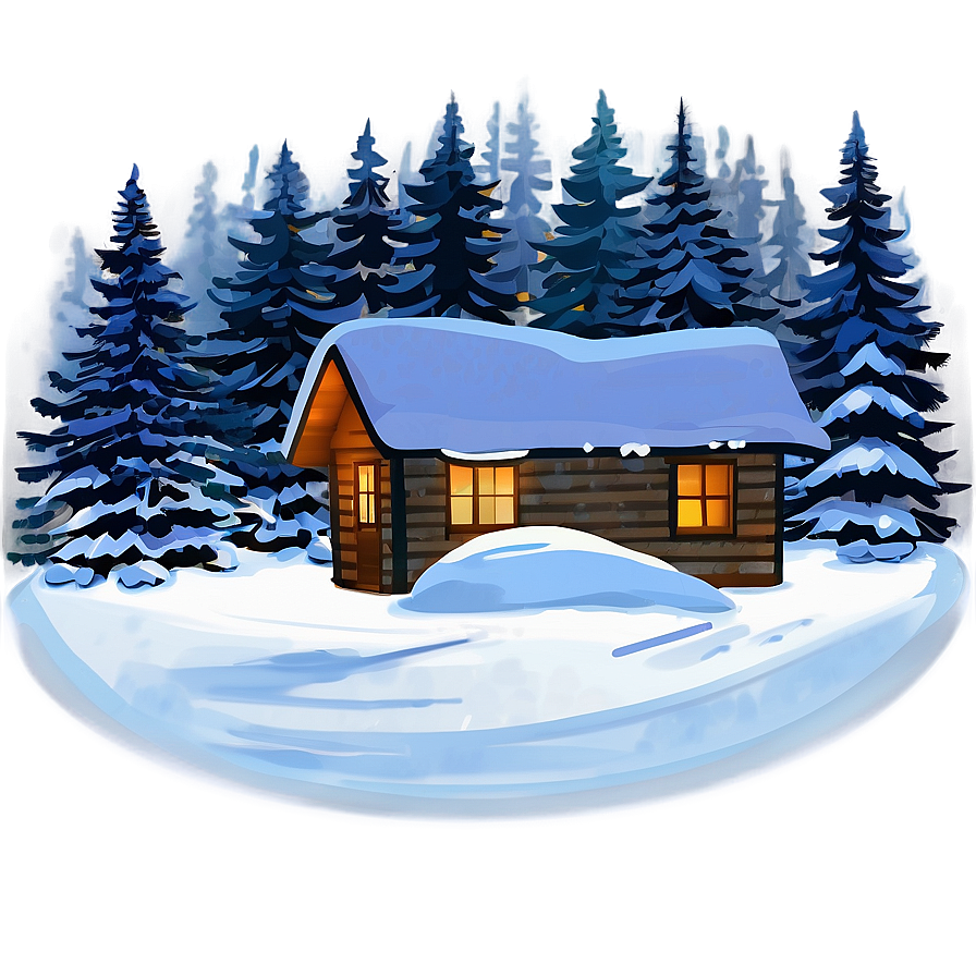 Snowy Tree And Cabin Png 91