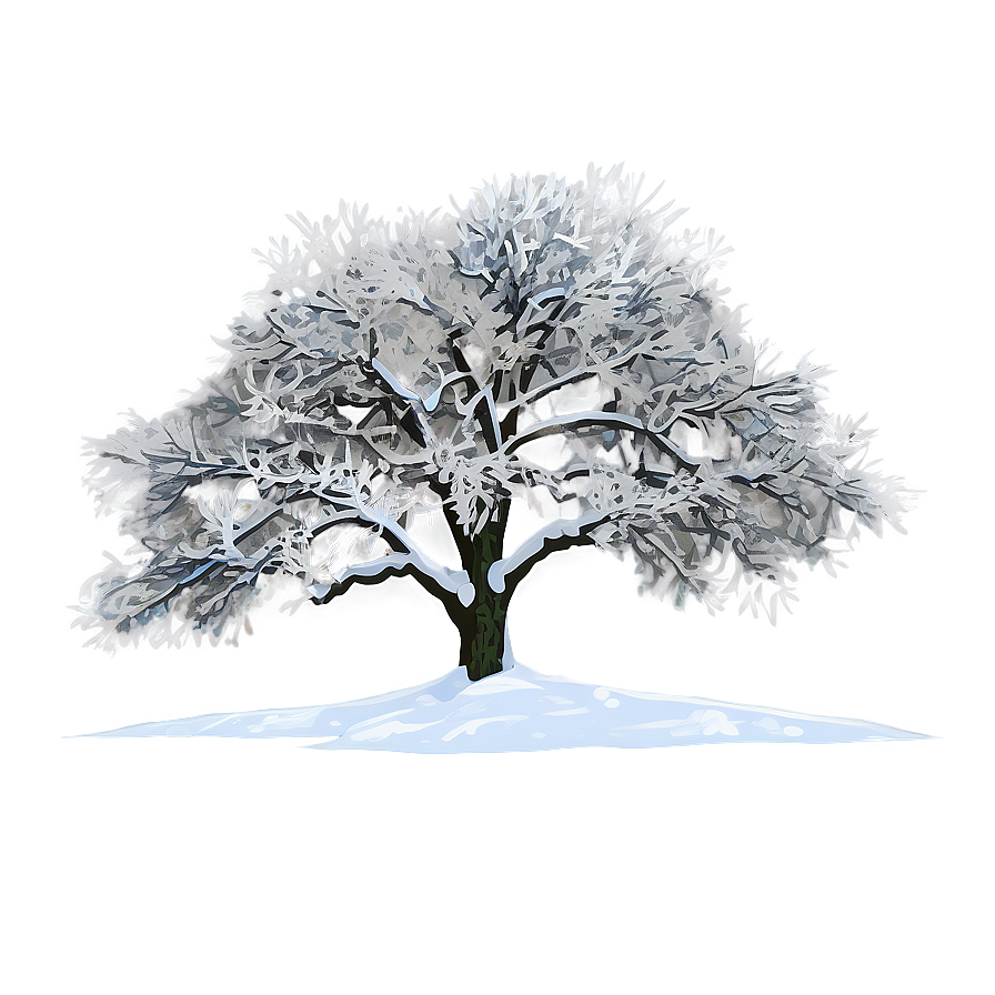 Snowy Tree In Meadow Png Qdi