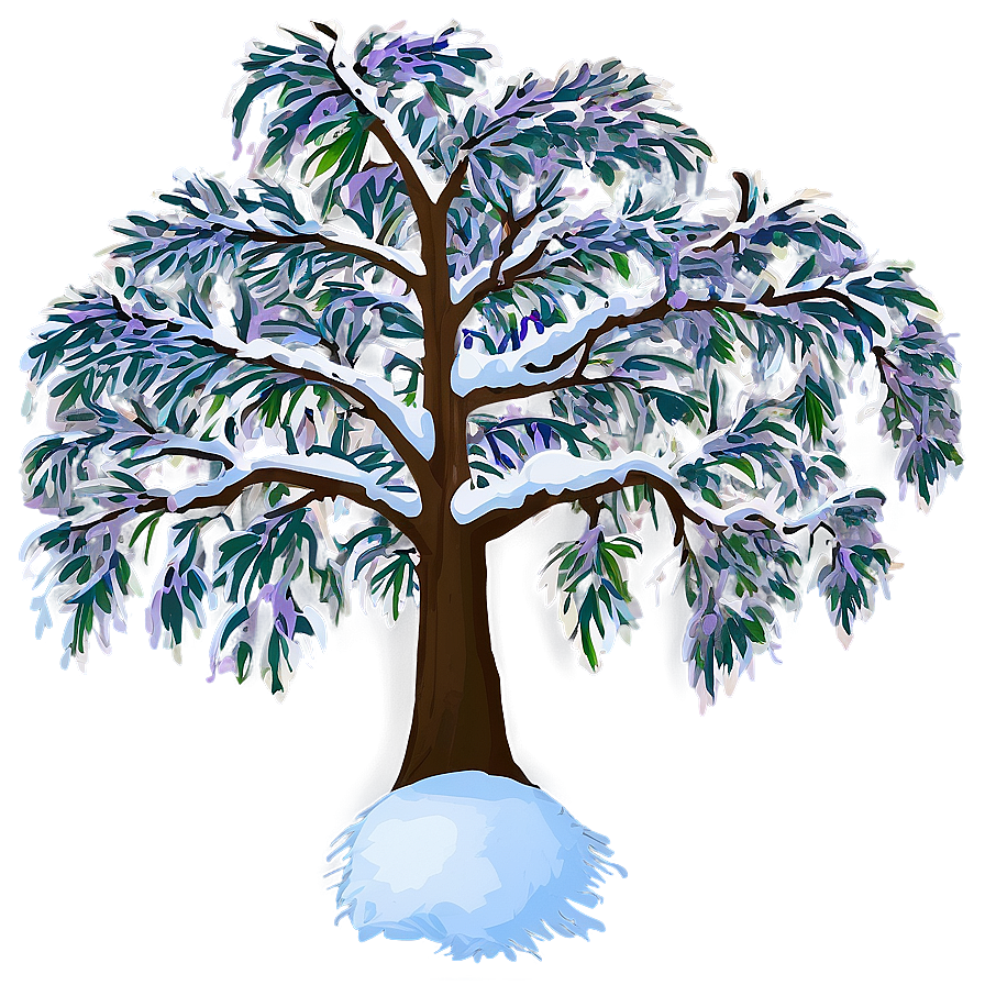 Snowy Tree On Hillside Png Aah