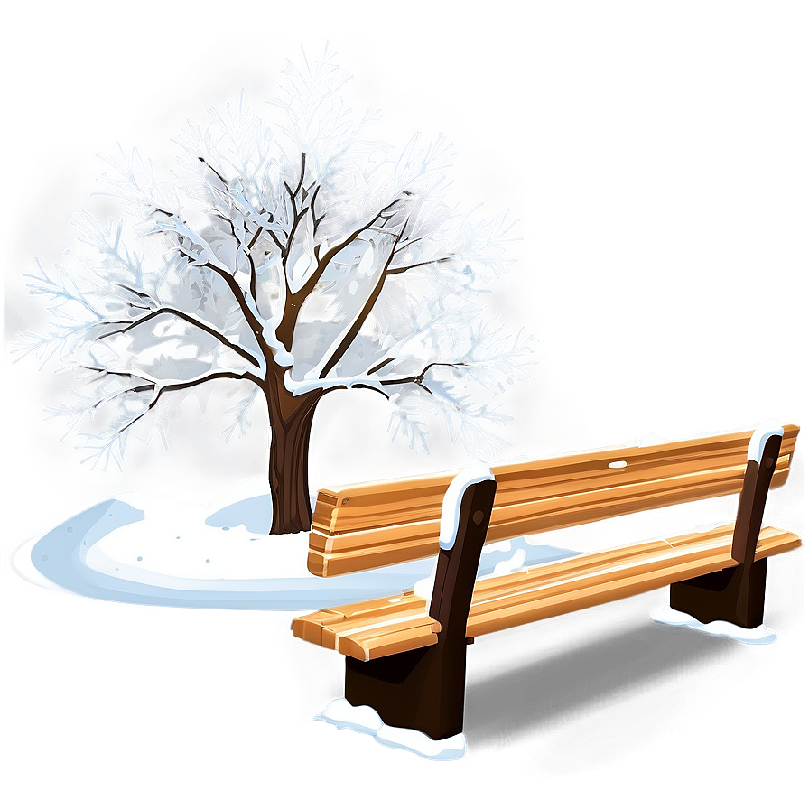 Snowy Tree With Bench Png 06272024