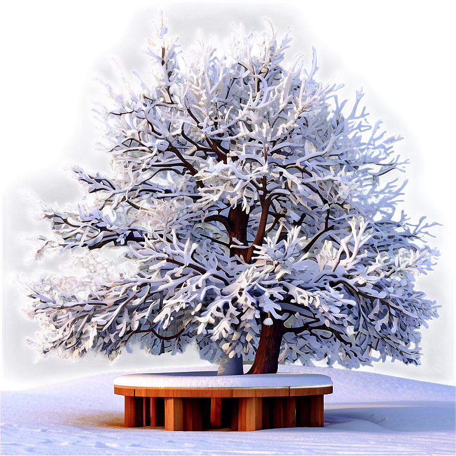 Snowy Tree With Bench Png 06272024