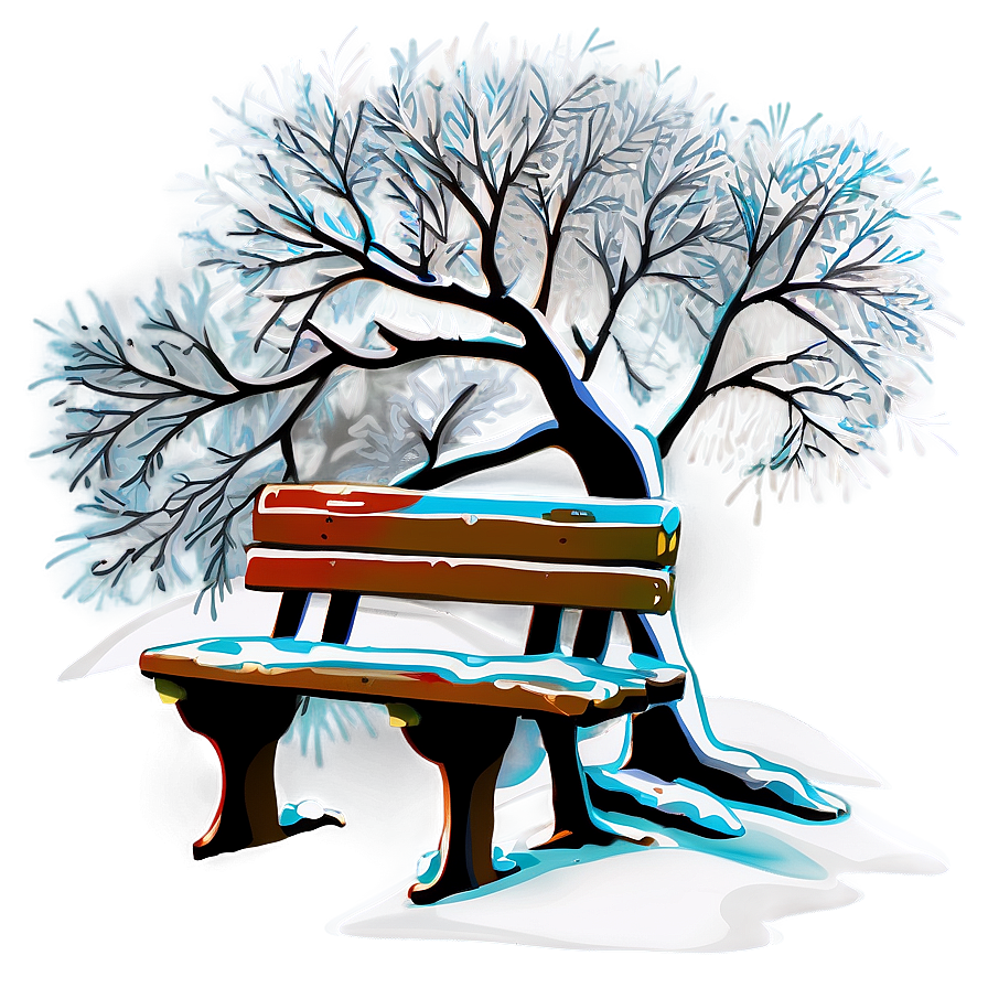 Snowy Tree With Bench Png 06272024