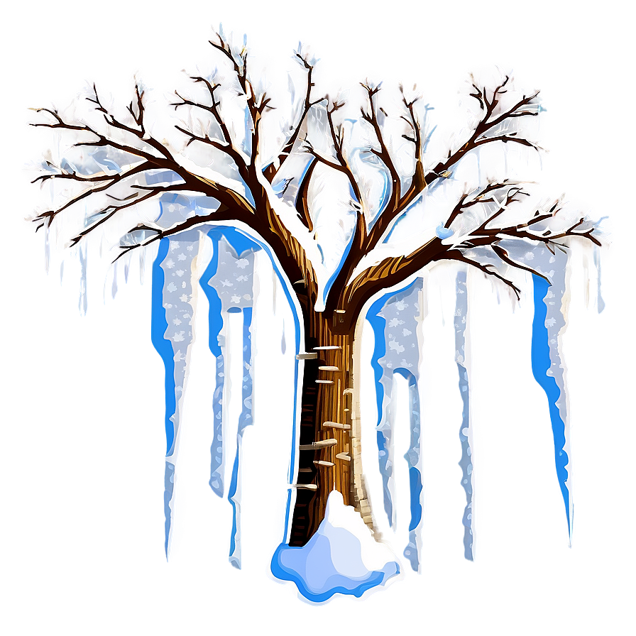 Snowy Tree With Icicles Png Eha