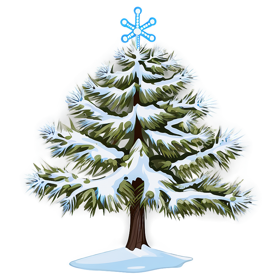 Snowy Tree With Snowflakes Png 32