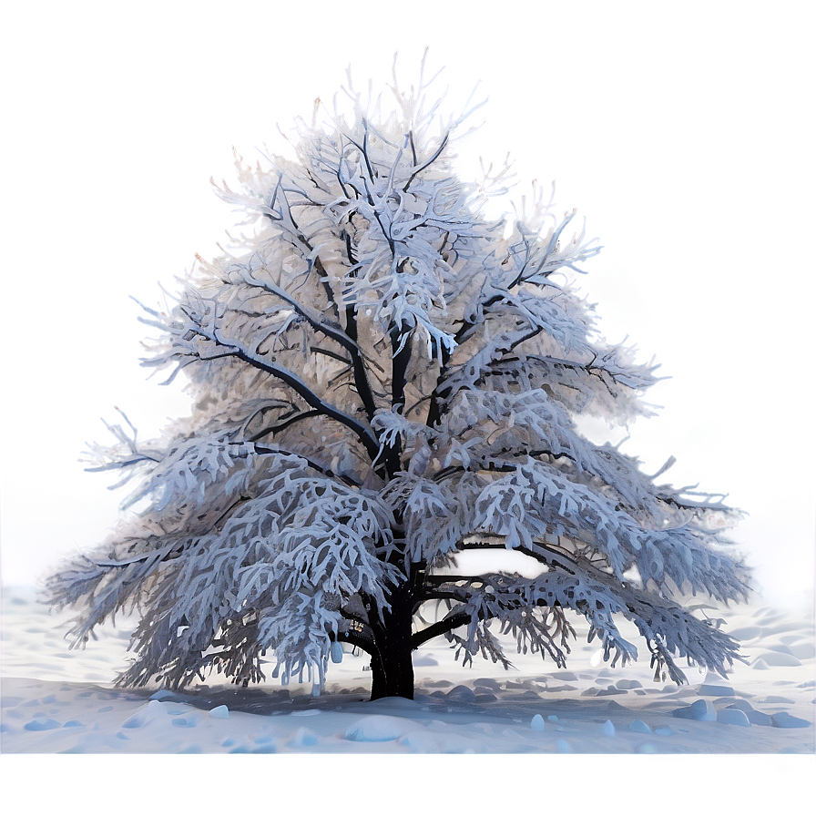 Snowy Tree With Sunray Png 4