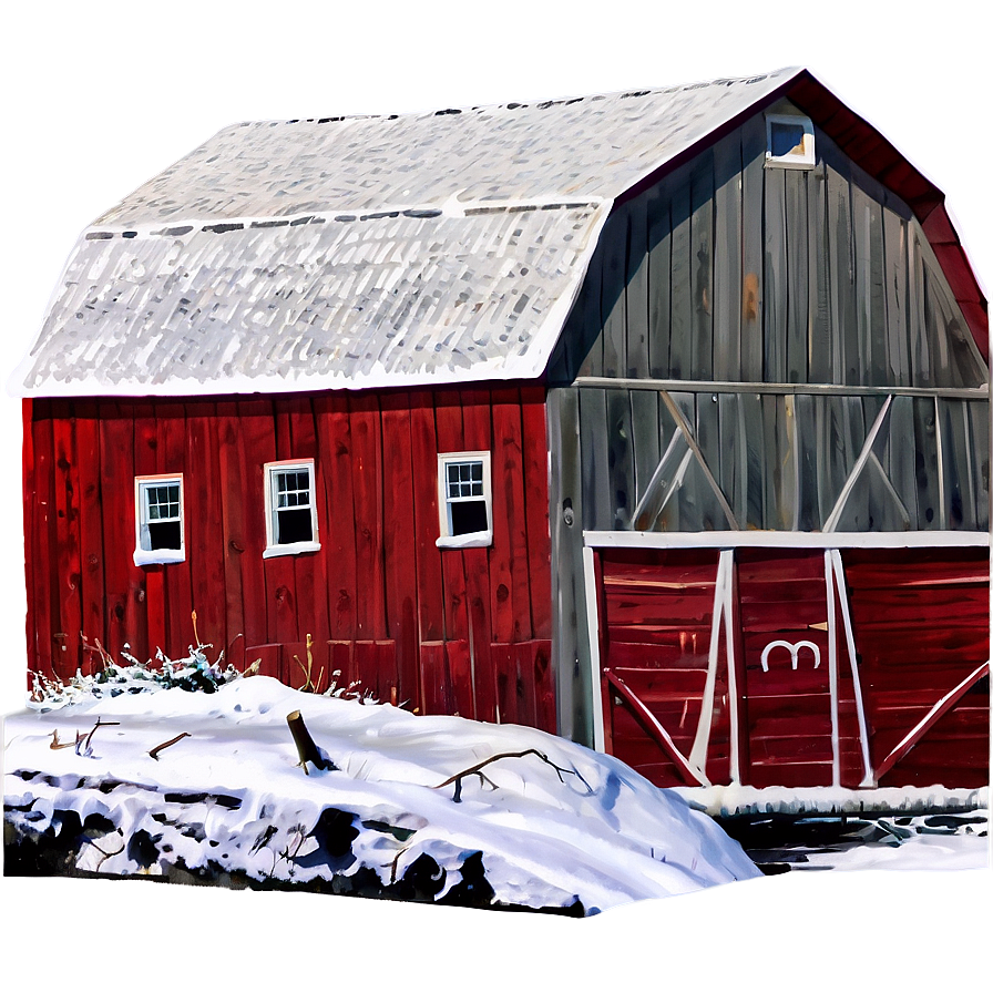 Snowy Winter Barn Png 06122024