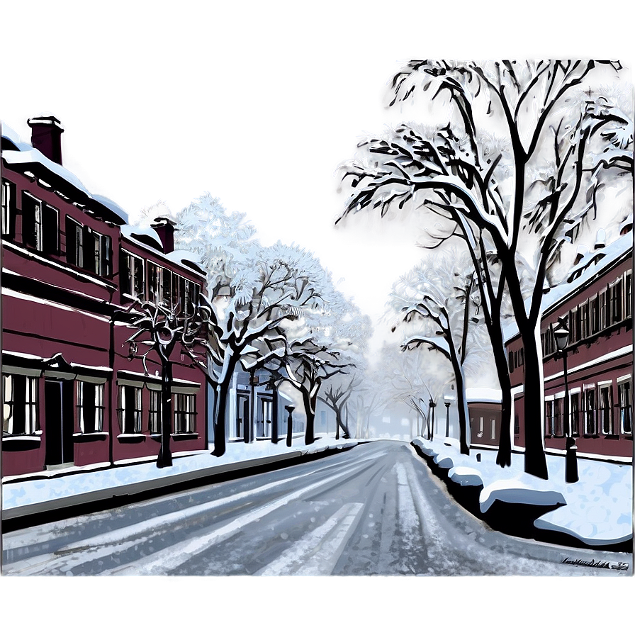 Snowy Winter Street PNG 06112024 PNG with transparent background
