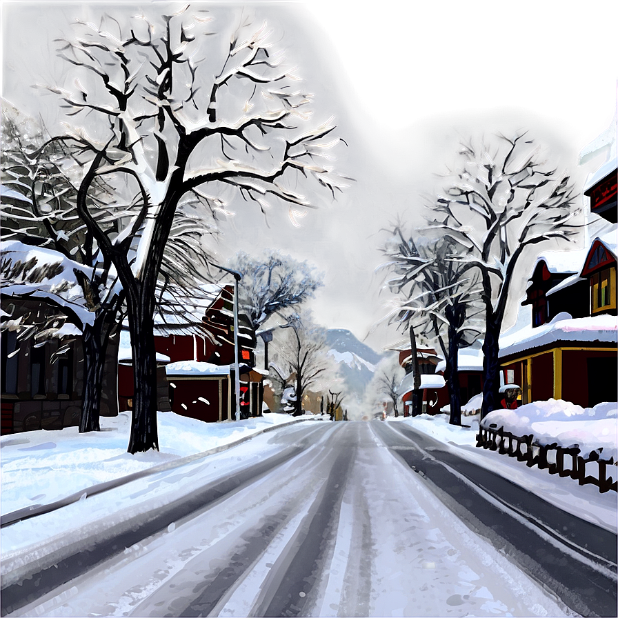 Snowy Winter Street PNG hcm PNG with transparent background