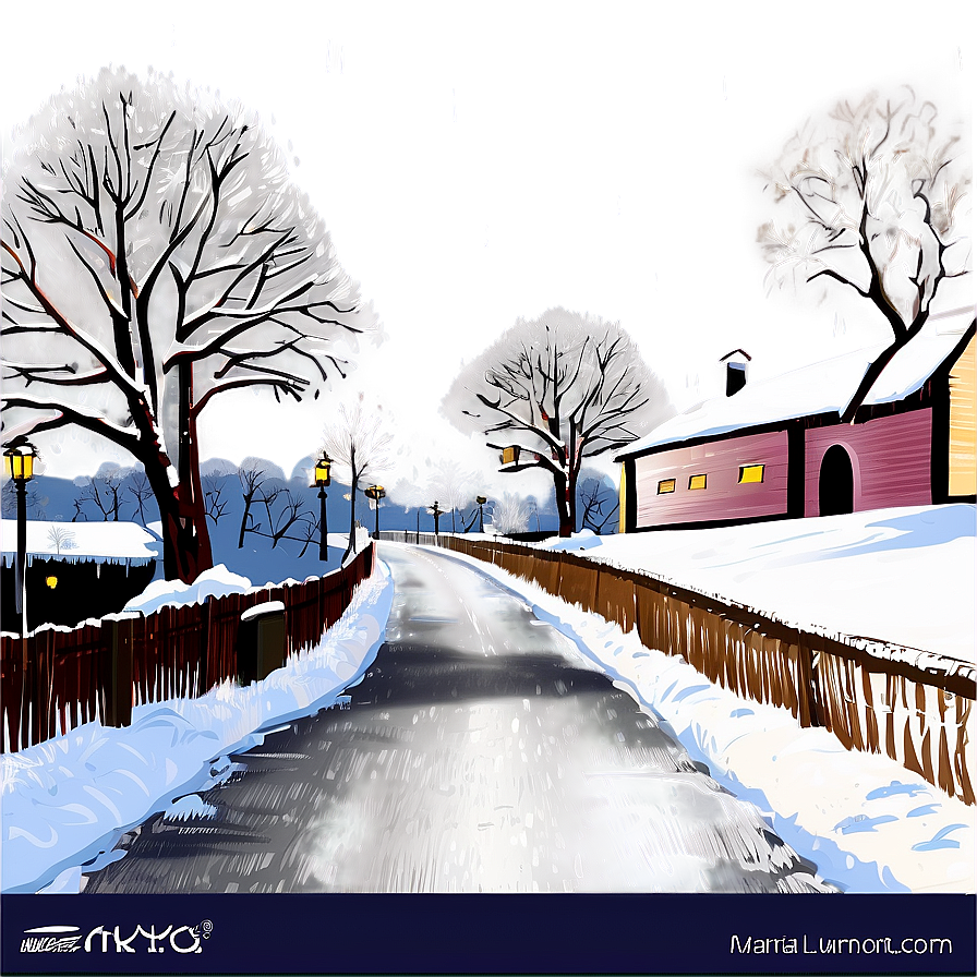 Snowy Winter Street Png Svx28