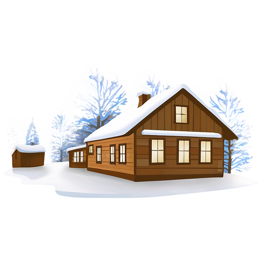 Snowy Winter Town PNG oba PNG with transparent background