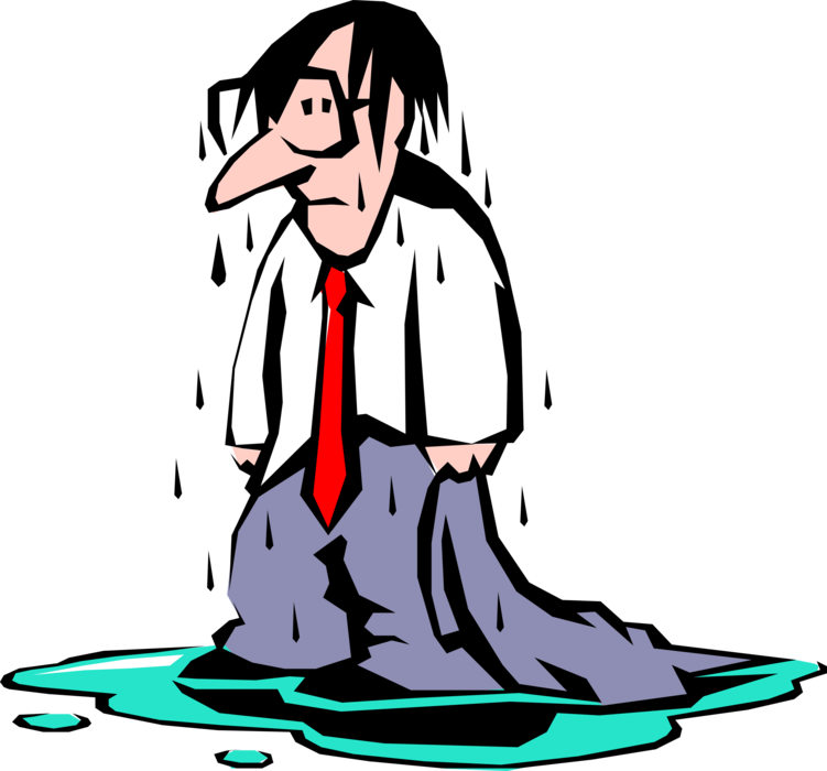 Vector Illustration Of Rain Soaked Businessman Proves - Wet Clipart, HD Png Download PNG with transparent background