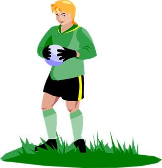 Soccer Goalkeeper Holding Ball Vector PNG with transparent background