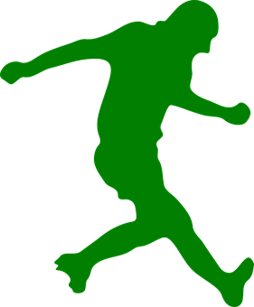 Soccer Player Silhouette Green PNG with transparent background